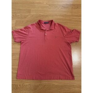 Polo Ralph Lauren Polo Shirt Men's Red 2XL Tall Polo Flesh Pony Soft Stretch EUC